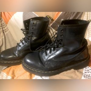 Dr. Martens 8-Eye Glossy Black Combat Boots Size 8